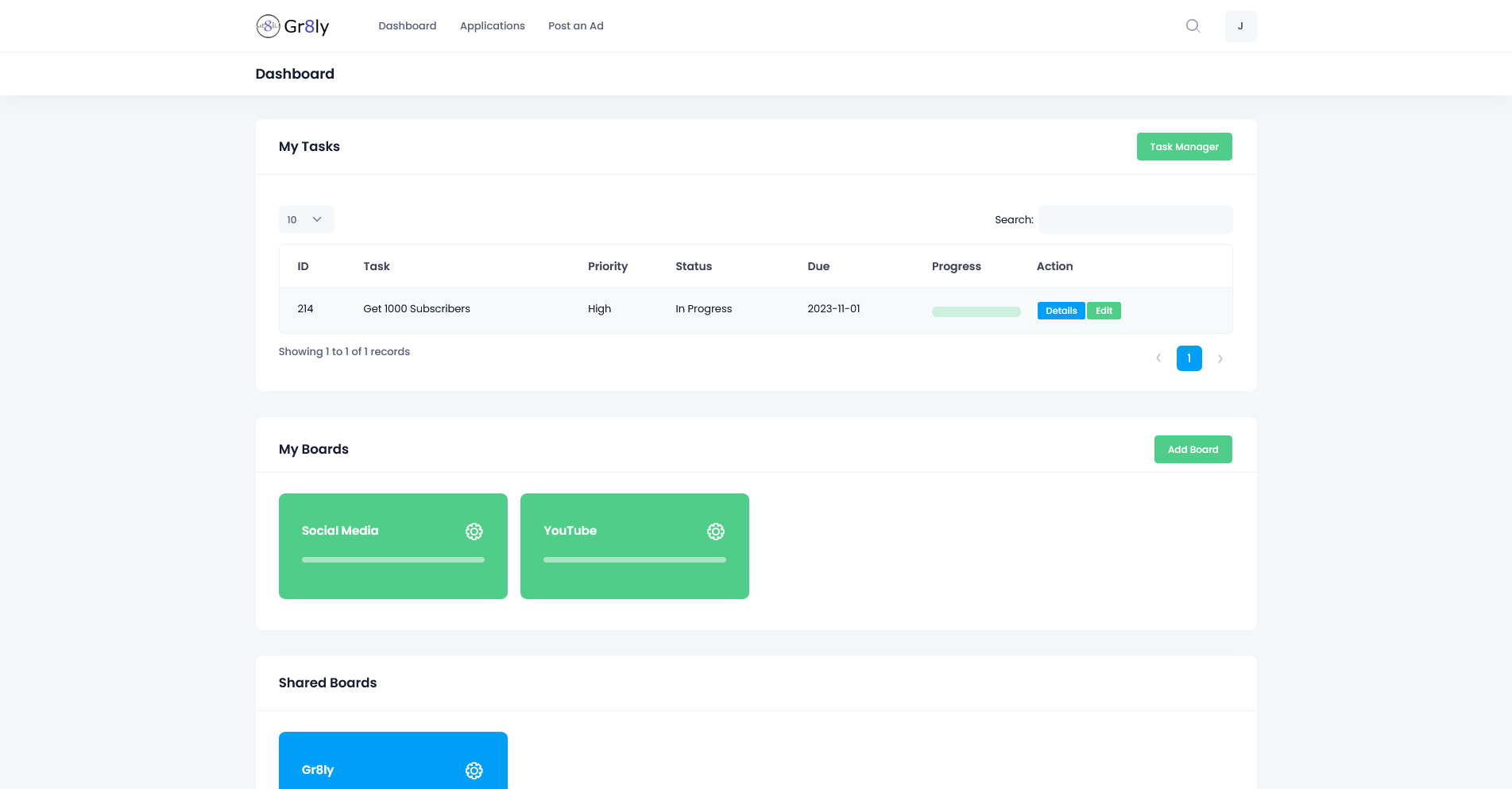 task manager dashboard